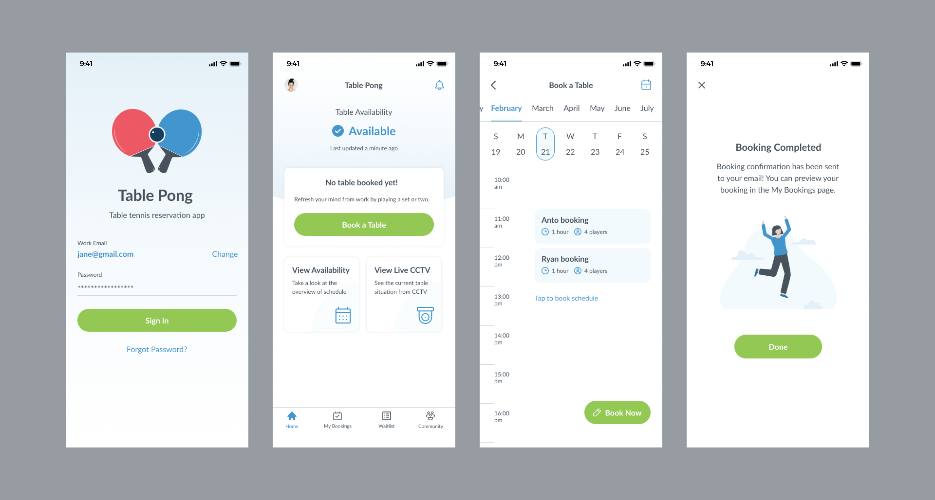 Table Pong mobile UI design